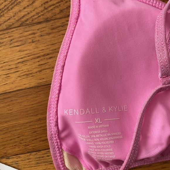 NWT KENDALL & KYLIE Pink Tie-dyed Barbados Lurex Triangle Bikini Top - Picture 13 of 15